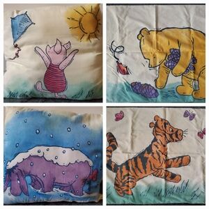SET: 90s Accent Pillow + Pillowcase Pair, Winnie the Pooh Seasons, Vintage 1990s